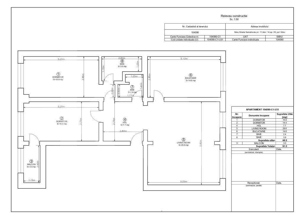 Apartament  91,5 mp, Semaforului