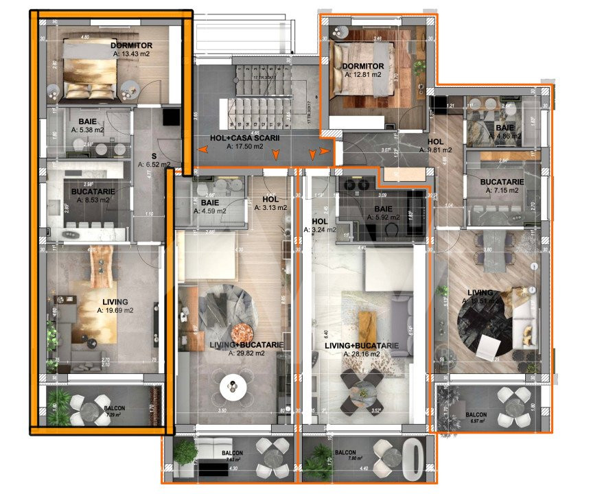 Apartament cu 2 Camere et.1 cu logie - Vila design modern în Cristian-Sibiu 