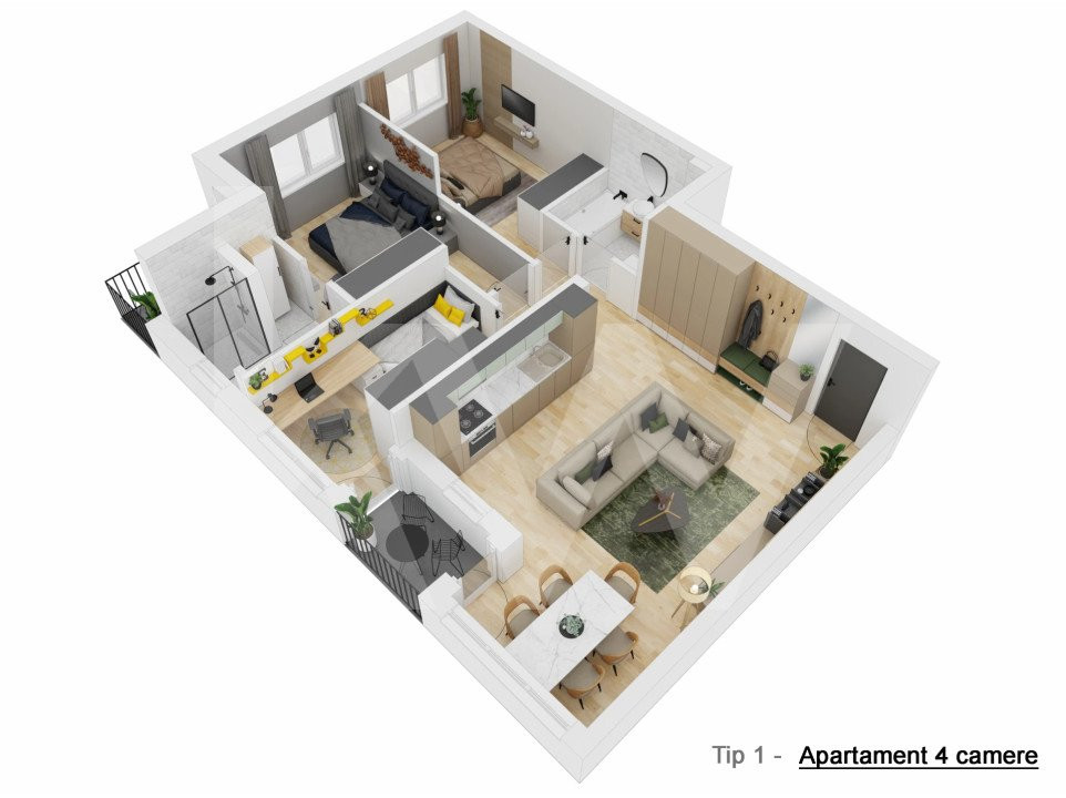 Apartament 4 camere - Tip I - 81,09 mp -  Doamna Stanca - COMISION 0 CUMPĂRĂTOR 