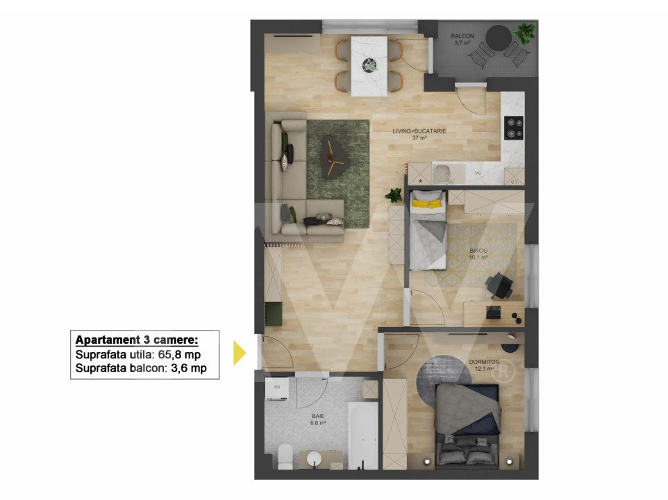 Apartament 3 camere - bloc nou Doamna Stanca - COMISION 0 PENTRU CUMPĂRĂTOR