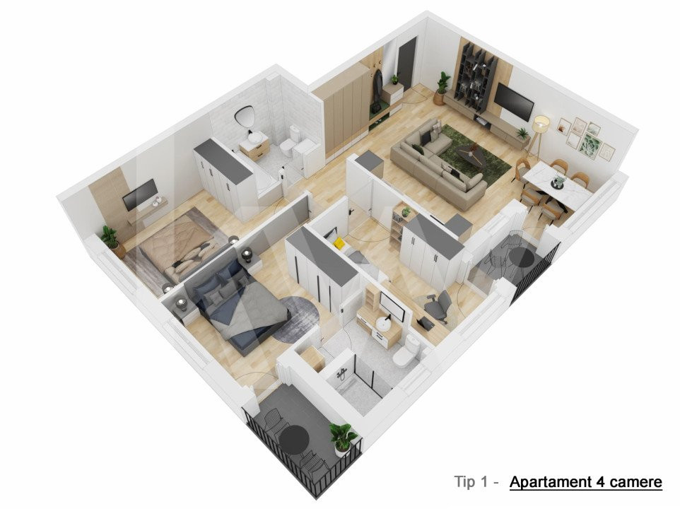 Apartament 4 camere - Tip II - 91,14 mp - Doamna Stanca - COMISION O CUMPĂRĂTOR