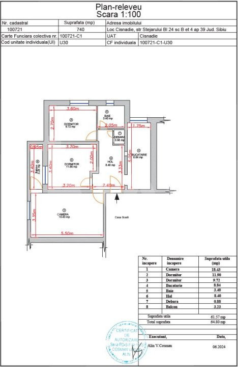 Apartament decomandat cu 3 camere în Cisnădie